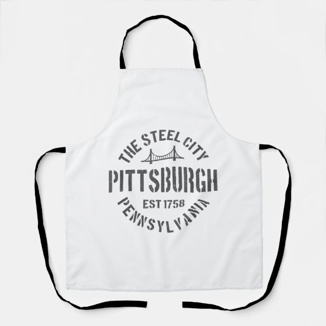 Retro Steel City Pittsburgh Pennsylvania Yinz vint Apron (Front)