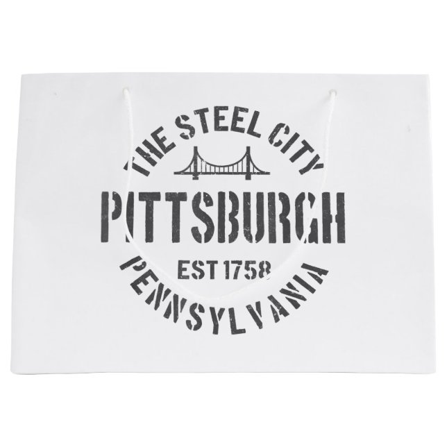 Retro Steel City Pittsburgh Pennsylvania Yinz vint Large Gift Bag (Front)