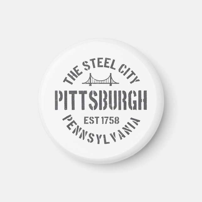 Retro Steel City Pittsburgh Pennsylvania Yinz vint Magnet (Front)