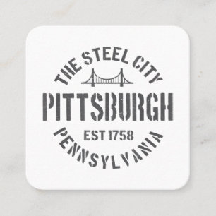 Retro Steel City Pittsburgh Pennsylvania Yinz vint Square Business Card