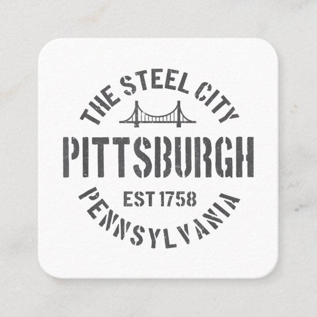 Retro Steel City Pittsburgh Pennsylvania Yinz vint Square Business Card (Front)