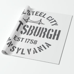 Retro Steel City Pittsburgh Pennsylvania Yinz vint Wrapping Paper