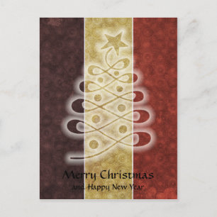 Retro Stencil Christmas Tree Postcard