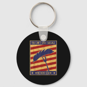 Retro Ster You Can't Spell Sausage Without Usa Key Ring