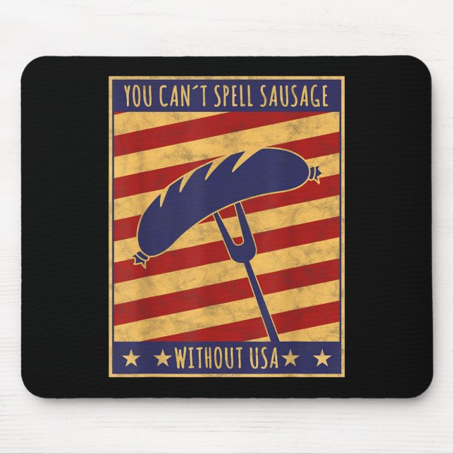 Retro Ster You Can't Spell Sausage Without Usa  Mouse Mat (Front)