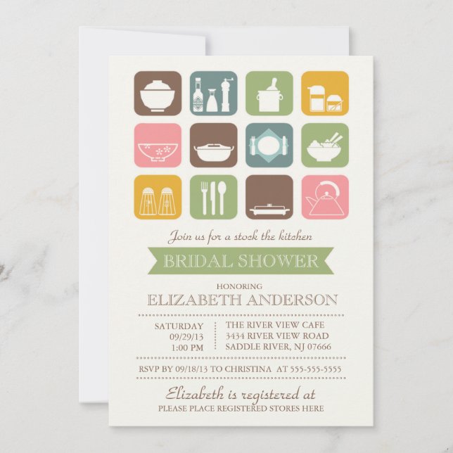 Retro Stock the Kitchen Bridal Shower Invitation (Front)