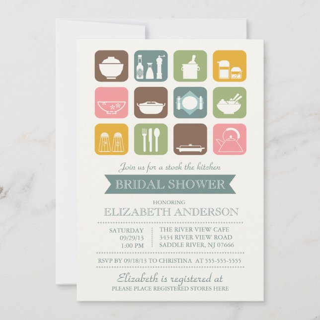 Retro Stock the Kitchen Bridal Shower Invitation (Front)