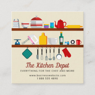 Retro Stock the Kitchen Chef Square Business Card