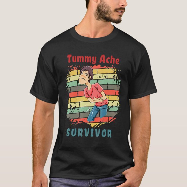 Retro Stomachache IBS  Tummy Ache Survivor T-Shirt (Front)