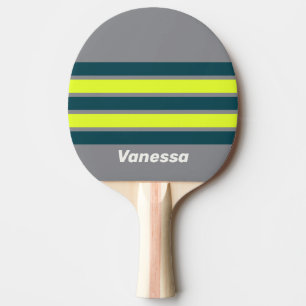 Retro Storm Cloud Grove Across Striping with Name Ping Pong Paddle