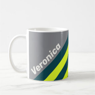 Retro Storm Cloud Grove Stripes with Name Coffee Mug