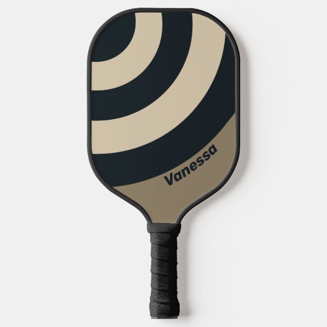Retro Stormy Desert Three Circle Stripe with Name Pickleball Paddle (Front)