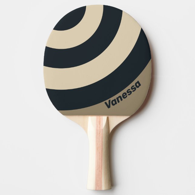 Retro Stormy Desert Three Circle Stripe with Name Ping Pong Paddle (Front)