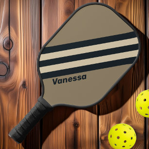 Retro Stormy Desert Three Stripes with Name Pickleball Paddle