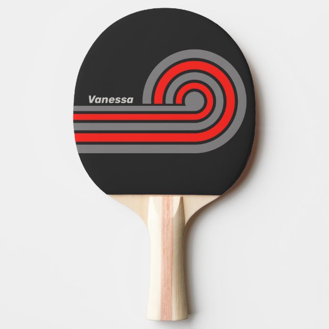 Retro Stormy Sky Stripes with Name Ping Pong Paddle (Front)
