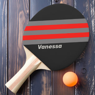 Retro Stormy Sky Stripes with Name Ping Pong Paddle