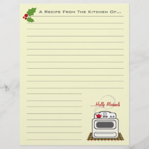 Retro Stove Christmas Kitchen Recipe Paper