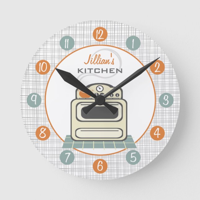 Retro Stove Personalised Kitchen Clock (Front)