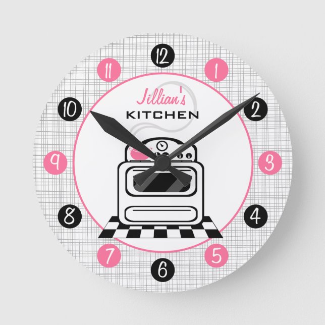Retro Stove Personalised Kitchen Clock (Front)