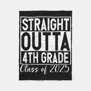 Retro Straight Outta 4th Grade Graduation Cl Of 20 Fleece Blanket