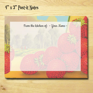 Retro Strawberries Crate Art Editable Post-it Notes