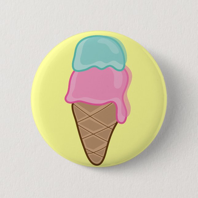 Retro Strawberry and Mint Ice Cream Button (Front)