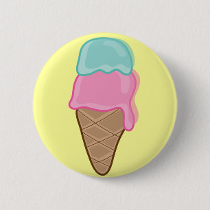 Retro Strawberry and Mint Ice Cream Button