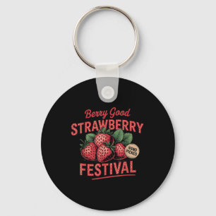 Retro Strawberry Festival A Berry Good Time Summer Key Ring
