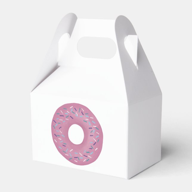 Retro Strawberry Pink Glazed Donut with Sprinkles  Favour Box (Front Side)