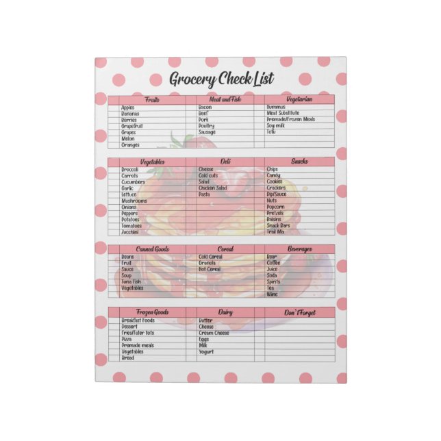 Retro Strawberry Treats Grocery List Notepad (Rotated)