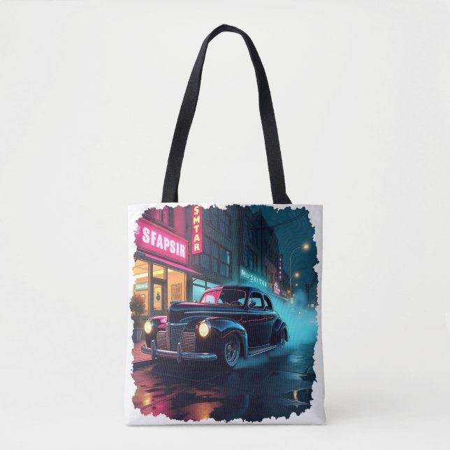  Retro Street Scene Art Tote Bag (Front)