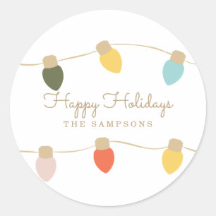 Retro String Lights Classic Round Sticker