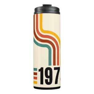 Retro Stripe 50th Birthday 1975 Rainbow Vintage Thermal Tumbler