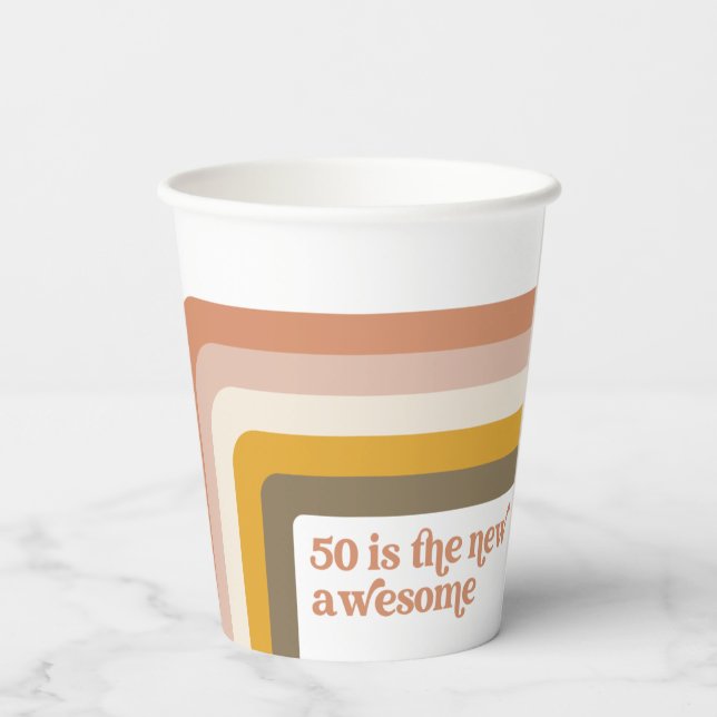 Retro Stripe 50th Birthday Party Cup (Back)