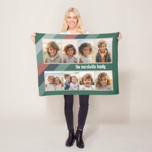 Retro Stripe - 8 Photo Collage Fleece Blanket