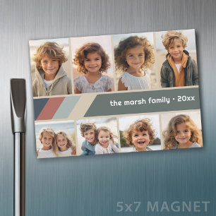 Retro Stripe - 8 Photo Collage Refrigerator Magnet
