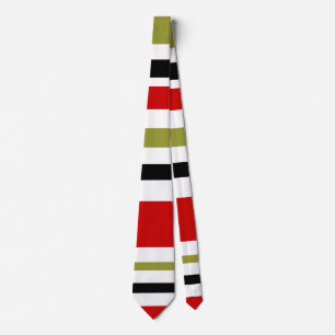 retro stripe black, red, olive tie