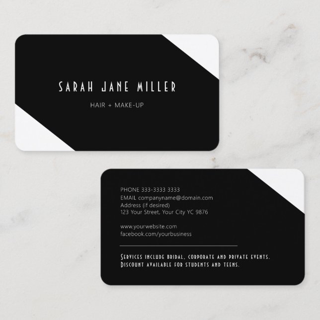 Retro Stripe - chic black and white Business Card (Front/Back)