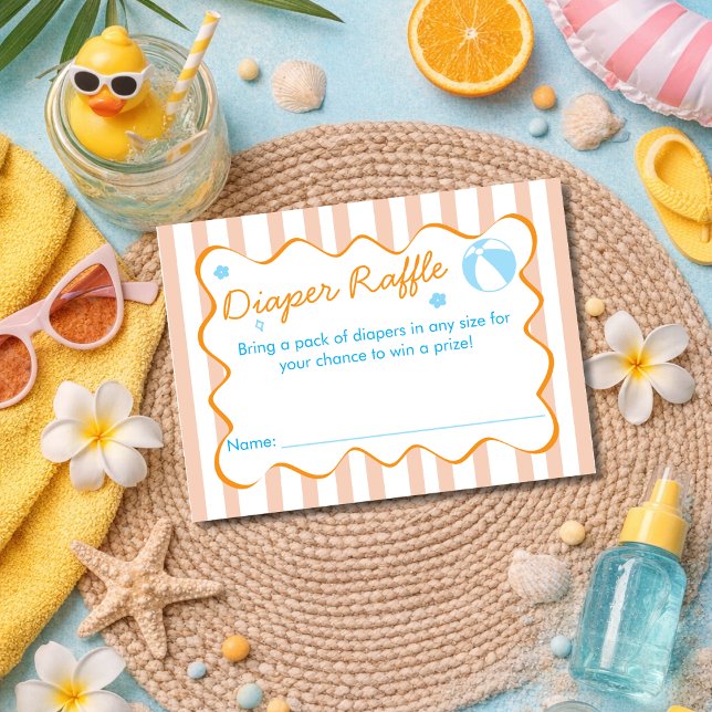 Retro Stripe Diaper Raffle Summer Baby Shower Game Enclosure Card (Creator Uploaded)