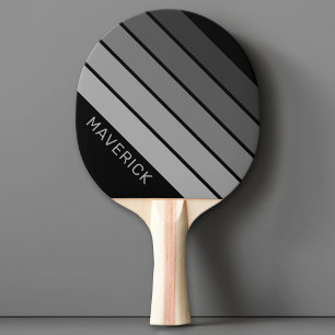Retro Stripe Pattern Black Grey vintage vibe Ping Pong Paddle