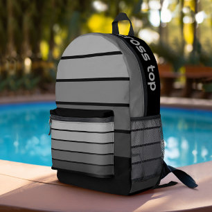Retro Stripe Pattern Black Grey vintage vibe Printed Backpack