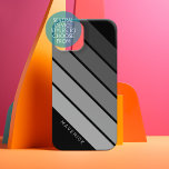 Retro Stripe Pattern Black Grey vintage vibe Samsung Galaxy Case<br><div class="desc">Add your name to this masculine design with bold stripes. A retro design with 70s inspired font and a minimal pattern. All colours can be changed. Create your own and change the colours to your favourite combination.</div>
