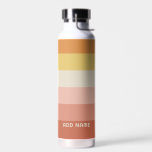 Retro Stripe Pattern Coral Pink vintage vibe Water Bottle<br><div class="desc">Add your name to this mod minimal design with bold stripes. A retro design with 70s inspired font and a minimal pattern. All colours can be changed. Create your own and change the colours to your favourite combination.</div>