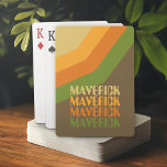 Retro Stripe Pattern Earthy Colours Repeating Name Playing Cards<br><div class="desc">Add your name and see it multiply on the design. 70s inspired colours and a minimal pattern. The green,  orange,  yellow colours can be changed. The large stripes running diagonal makes it a bold but minimal look for your placemat.</div>