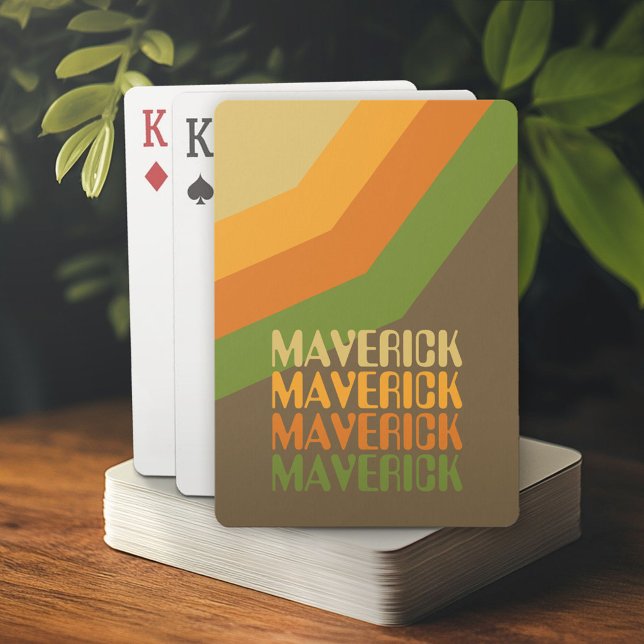 Retro Stripe Pattern Earthy Colours Repeating Name Playing Cards (Custom Playing Cards)