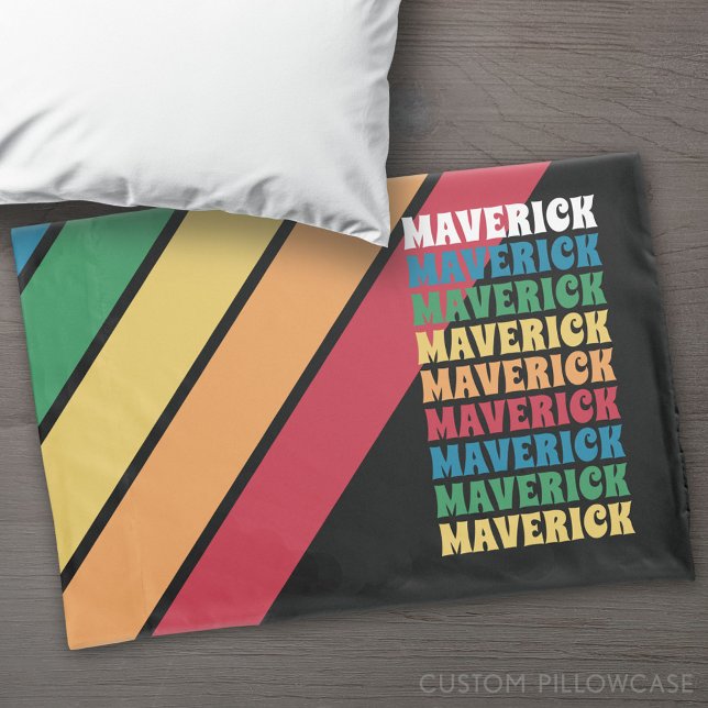 Retro Stripe Pattern - Rainbow Colours Stacked Nam Pillowcase (Custom Pillowcase)