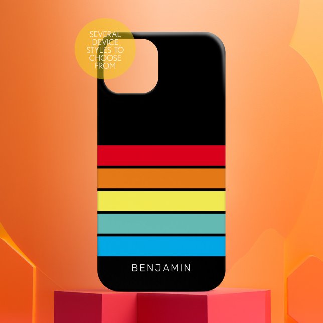 Retro Stripe Pattern Rainbow vintage vibe (Personalized Case-Mate Phone Case - Choose Your Device and Add Text or Completely Customize)
