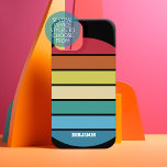 Retro Stripe Pattern Rainbow vintage vibe sunset Samsung Galaxy Case<br><div class="desc">Add your name to this masculine design with bold stripes. A retro design with 70s inspired font and a minimal pattern. All colours can be changed. Create your own and change the colours to your favourite combination.</div>