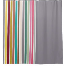 Retro Stripe Pattern Shower Curtain