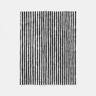 Retro Stripe Pattern Vertical Black and White BW Fleece Blanket